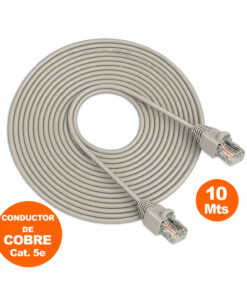 Cable Red Internet UTP Cat 5e 10Mts Gris armado de cobre SATRA