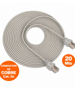 Cable Red Internet UTP Cat 5e 20Mts Gris armado de cobre SATRA