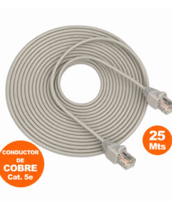 Cable Red Internet UTP Cat 5e 25Mts Gris armado de cobre SATRA
