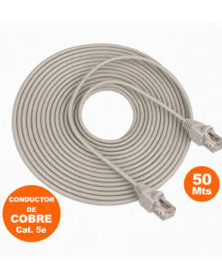 Cable Red Internet UTP Cat 5e 50Mts Gris armado de cobre SATRA