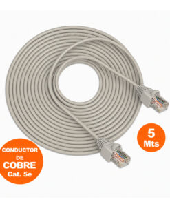 Cable Red Internet UTP Cat 5e 5Mts Gris armado de cobre SATRA
