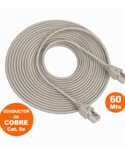 Cable Red Internet UTP Cat 5e 60Mts Gris armado de cobre SATRA