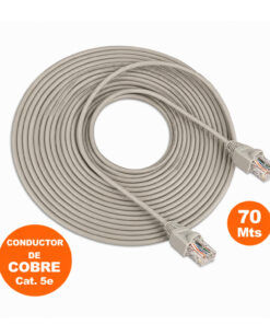 Cable Red Internet UTP Cat 5e 70Mts Gris armado de cobre SATRA