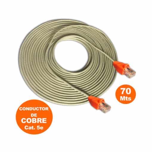 Cable Red Internet UTP Cat 5e 70Mts Gris armado de cobre SATRA