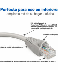 Alternative view of Cable Red Internet UTP Cat 5e 35Mts Gris armado de cobre SATRA
