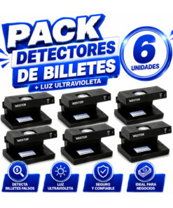 Detector de Billetes Falsos Luz UV + Lupa WT-2148-PK6 WESTOR Pack 6 Und