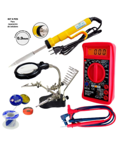 Kit, Multímetro, Cautín, Lupa, Flux, Estaño. MI-DT850KIT6
