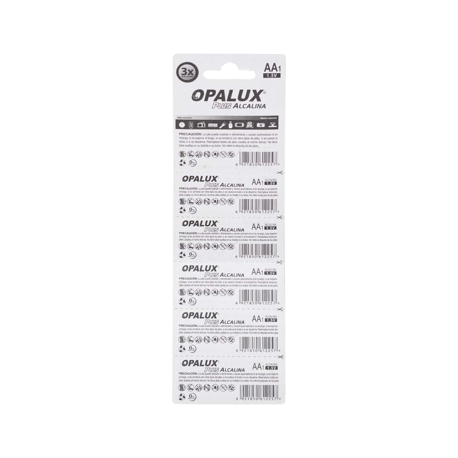 Electrónica: PILAS ALCALINA AA 1.5V OPALUX. 6 PILAS X BLISTER