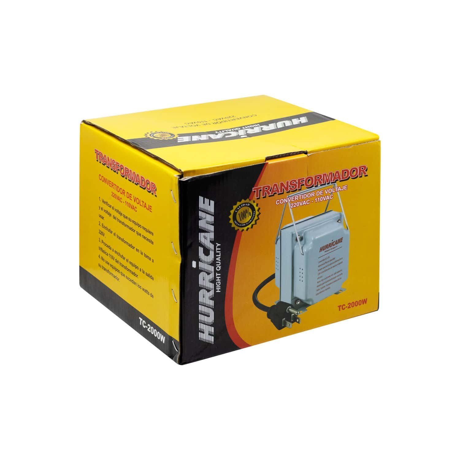 Transformador Hurricane TC-100 100w, 220-110V, toma universal, plomo