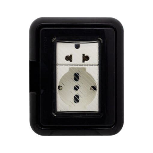Tomacorriente Idrobox Doble Schuko + Toma Universal BM3KIT-BLACK OPALUX