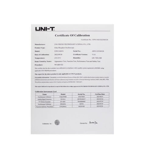 Osciloscopio Digital 100MHZ 2 Canales UPO1102CS UNI-T - Imagen 8