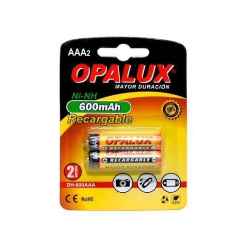 Pila Recargable AAA 600mAh 1.2V (2 pilas) DH-600AAA OPALUX