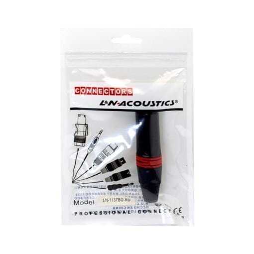 Plug Canon XLR 3 Pines Negro Anillo Rojo LN-1137BG-RD L&N-ACOUSTICS - Imagen 3