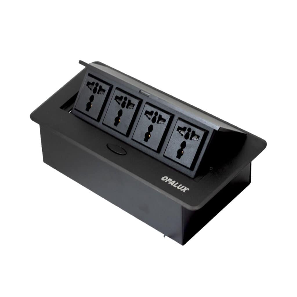 Tomacorriente para Mueble 4 Tomas Negro OP-UTS4BK OPALUX - Mihaba.com