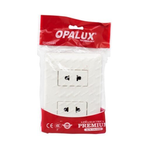 Tomacorriente Universal Doble Dado 2 Polos BM1202 OPALUX - Imagen 2