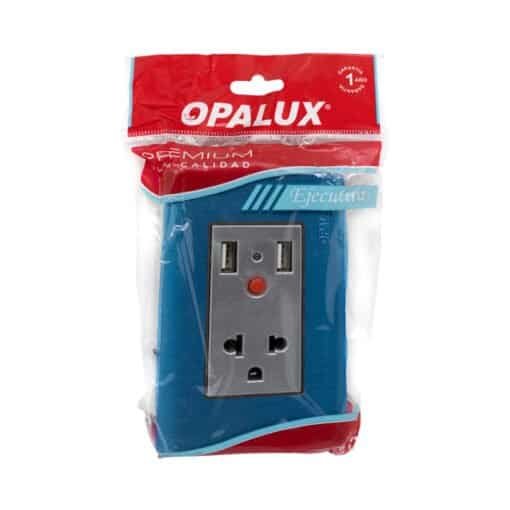 Tomacorriente Universal C/Toma Tierra + USB Doble OP-SP94 OPALUX - Imagen 2