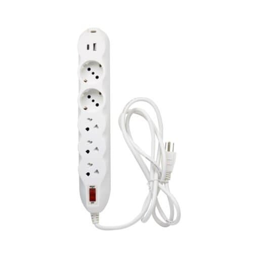 Supresor de pico 3 Tomas Universales + 2 Schuko + USB + TipoC OP-3U2SB OPALUX