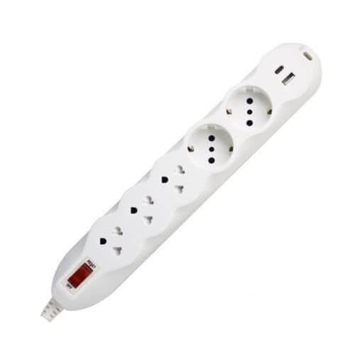 Supresor de pico 3 Tomas Universales + 2 Schuko + USB + TipoC OP-3U2SB OPALUX - Imagen 3