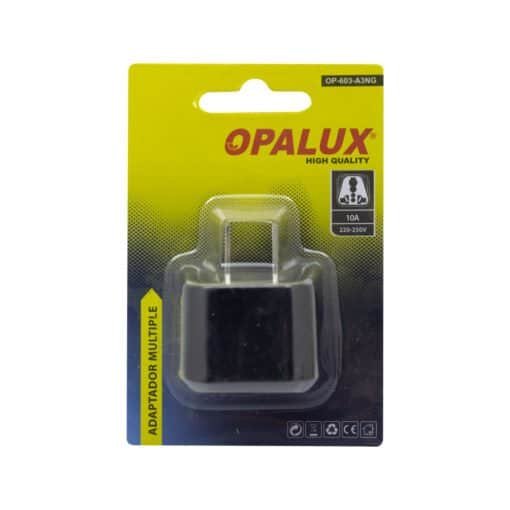 Adaptador Enchufe con Toma Tierra Espiga Plana OP-603-A3NG OPALUX - Imagen 2