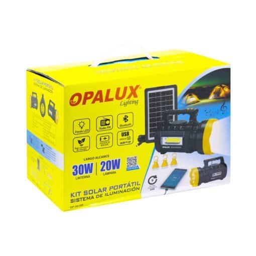 Kit Solar Portátil Linterna Lámpara 3 Focos Panel Solar BT USB MP3 FM OP-9019B OPALUX - Imagen 4