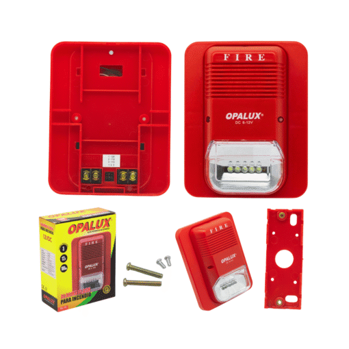 Sirena Con Estrobo Rojo Led 6v-24v GL-15 OPALUX