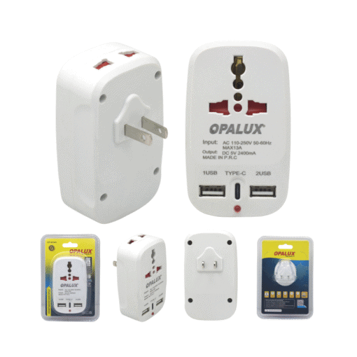Adaptador Múltiple 2 Entradas Tipo A + 1 Tipo C OP-823AC OPALUX