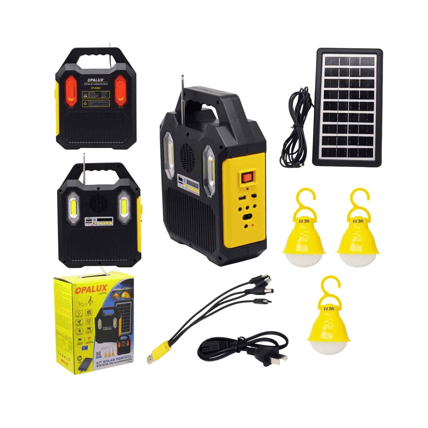 Kit Solar Portátil C/ Linterna 6W OP-9028B OPALUX