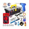 Kit Cautín + Multímetro + Soporte con Limpiador + Succionador + Pasta + Estaño + 2 Pinzas + Punta Repuesto + Malla para Desoldar + Alcohol Isopropílico+ Flux + Caja de Herramientas WESTOR-KIT-14