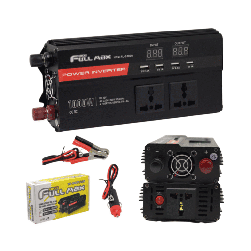 Inversor de Onda Modificada 1000W con 4 Puertos USB 5VDC 6.8A HFM-FL-B1000 HIGH FULL MAX
