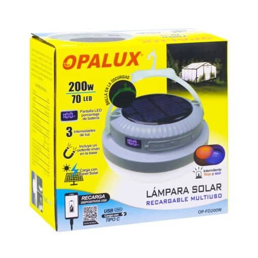 Lámpara Portátil Recargable con Panel Solar 200W OP-FD200W OPALUX - Imagen 7