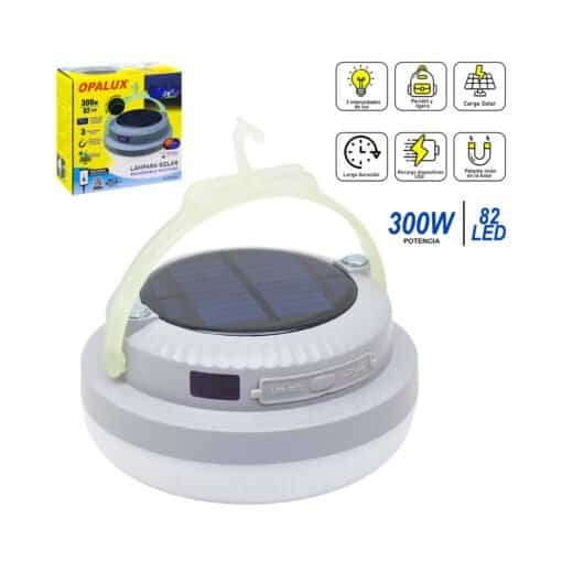 Lámpara Solar Recargable Multiuso OP-FD300W-GR OPALUX