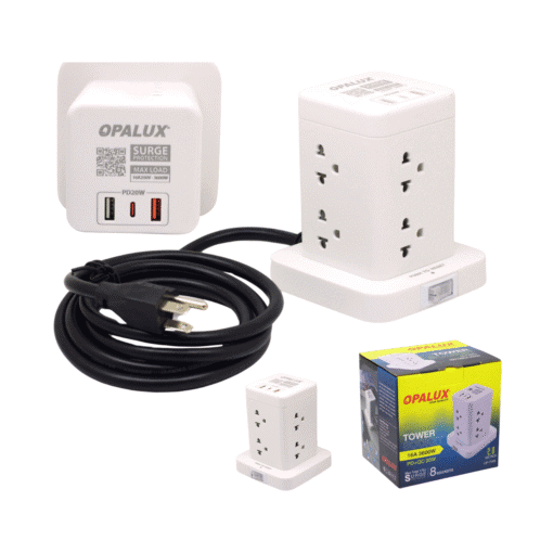 Adaptador Tipo Torre De 8 Tomas + 2 USB Tipo A + 1 Usb Tipo C OP-TW8 OPALUX