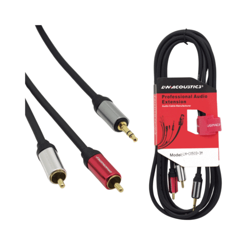 Cable Plug Estéreo 3.5mm Pin Dorado a 2 Plug RCA Pin Dorado 3m LN-C0503-3M L&N ACOUSTIC