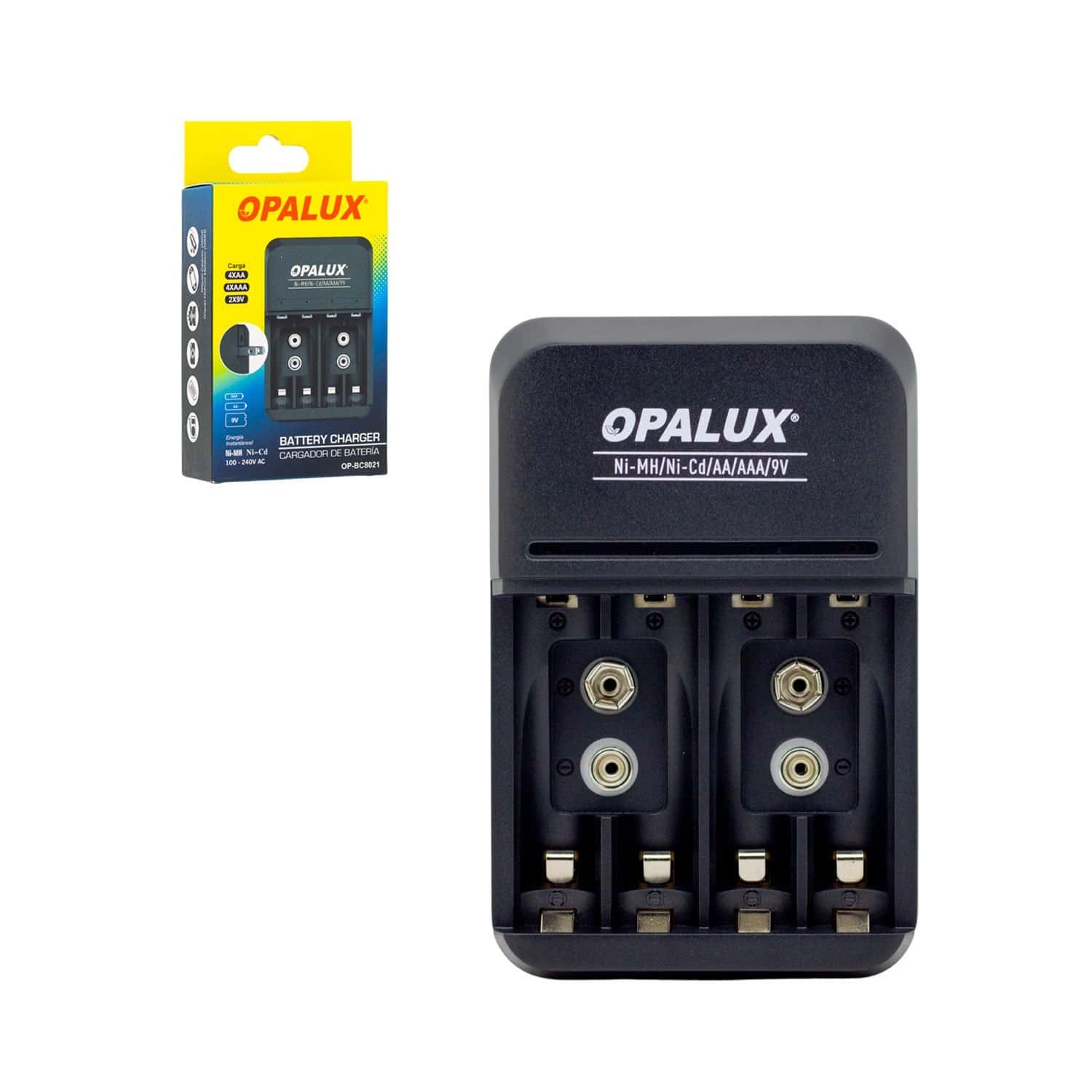 Kit Cargador de pilas 9V/AA/AAA con 2 pilas AA NiMH recargables MIHABA-DH2700AA-KIT2 OPALUX - Imagen 2