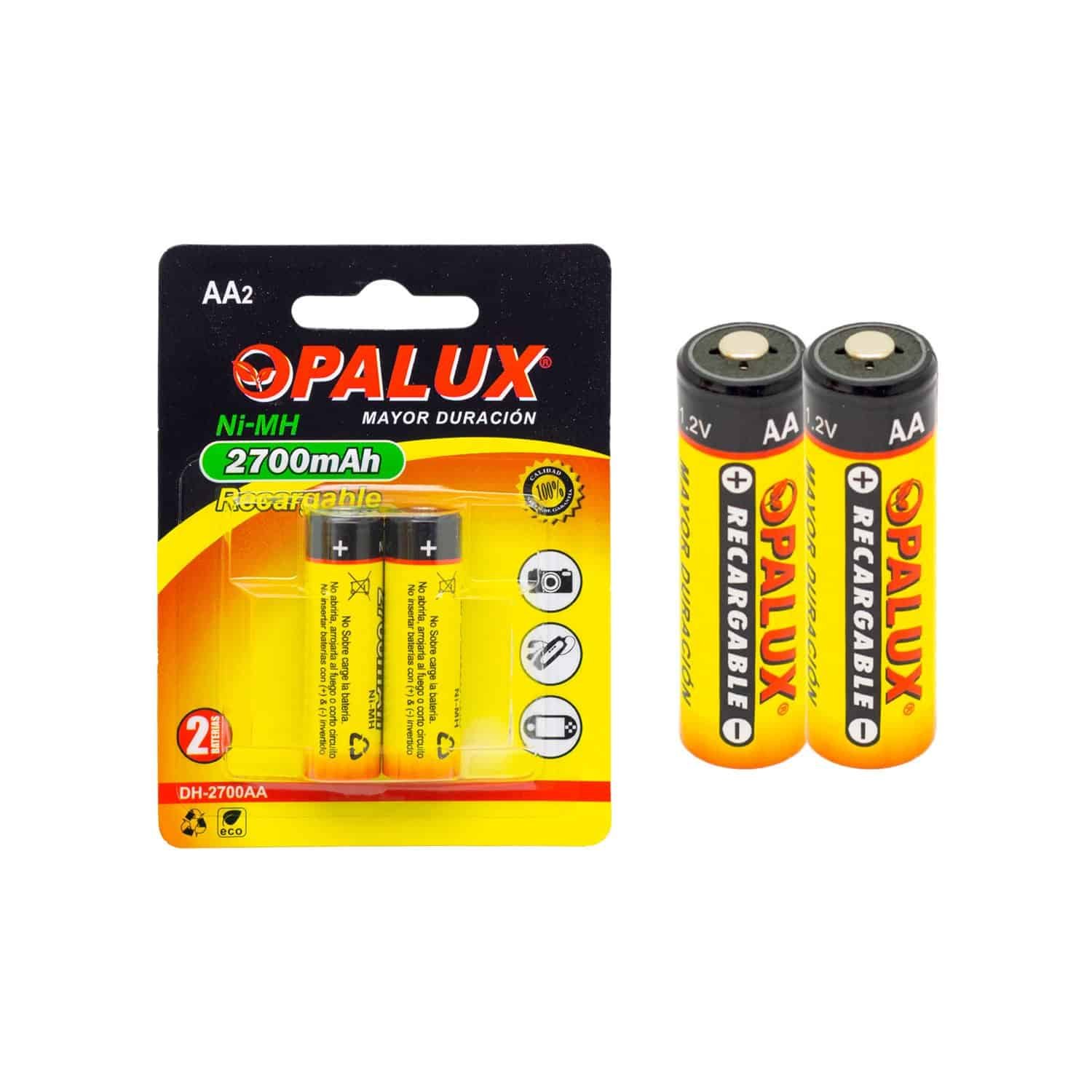 Kit Cargador de pilas 9V/AA/AAA con 2 pilas AA NiMH recargables MIHABA-DH2700AA-KIT2 OPALUX - Imagen 3