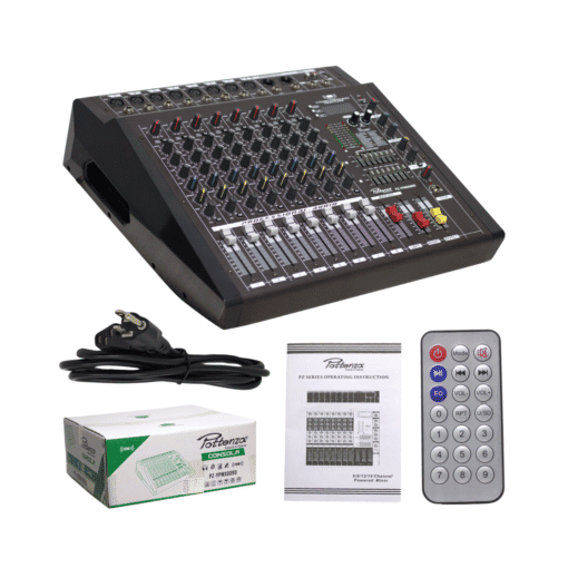 Consola 8 Canales, 2 Ventilador, 2 Ecualizador, BT, Phantom 2x 350w 99 Efectos PZ-YPMX809D POTTENZA