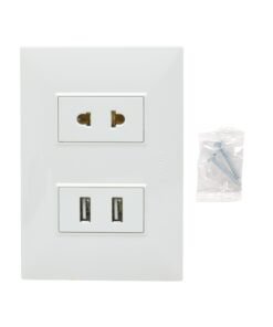 Tomacorriente Mixto Universal + 2 Entradas USB KF2256 OPALUX