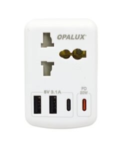 Alternative view of Adaptador Múltiple Plano + Tierra + USB + Tipo C OP-325A OPALUX