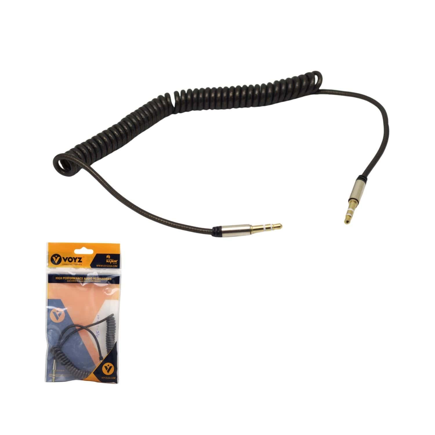 Extensor Plug a Plug Estéreo 3.5mm Helicoidal Clear Negro 1.5M VZ-228NG VOYZ