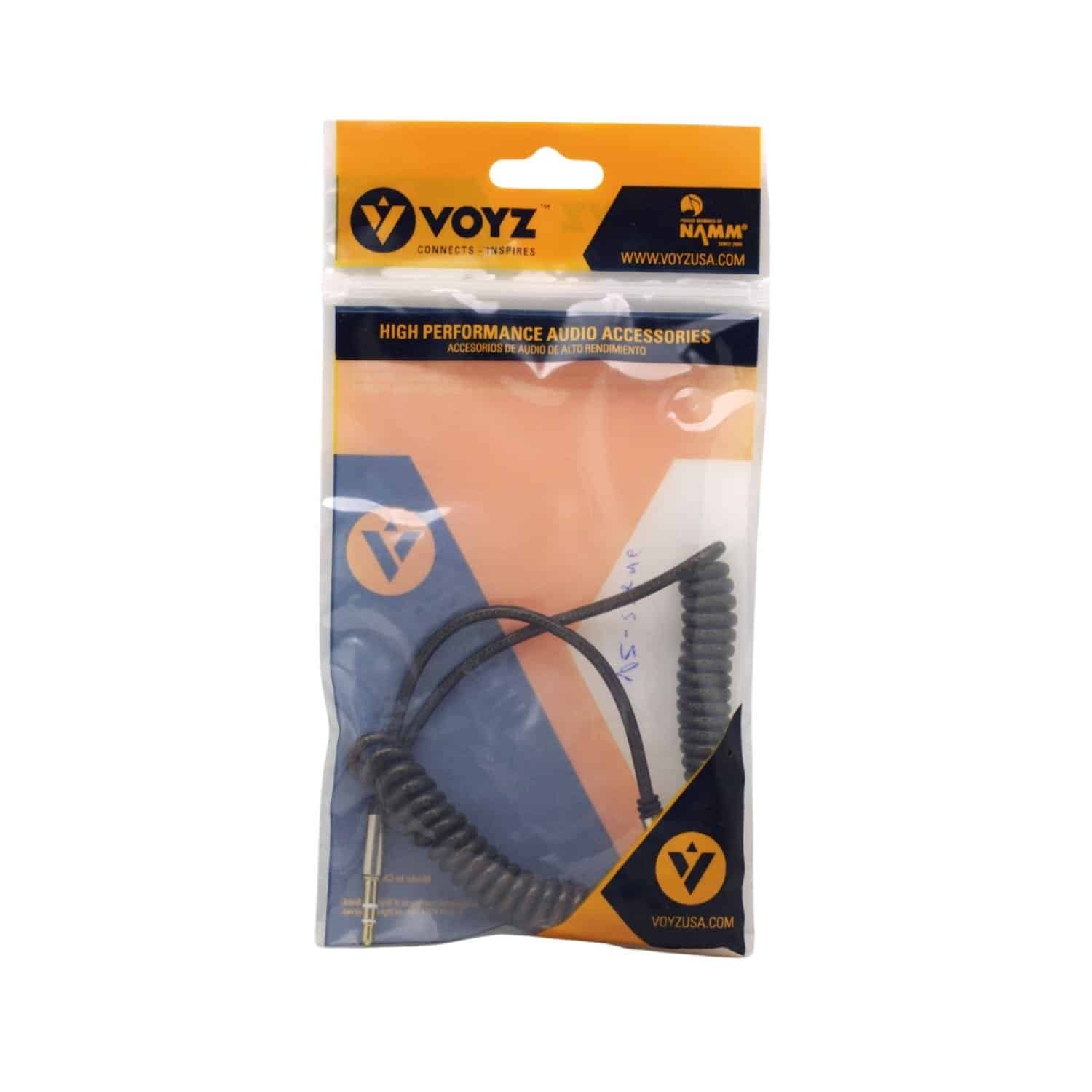 Extensor Plug a Plug Estéreo 3.5mm Helicoidal Clear Negro 1.5M VZ-228NG VOYZ - Imagen 4