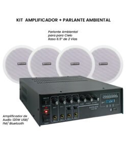 Kit Amplificador de Audio 120W + Parlante Ambiental 6.5” KIT-PAM3-1204-1