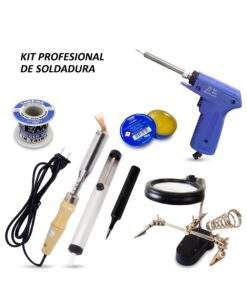 Kit Cautín Industrial Tipo Hacha + Succionador + Cautín Tipo Pistola + Soporte P/Circuitos + Punta de Repuesto + Rollo de Estaño + Pasta para Soldar TK-KIT7