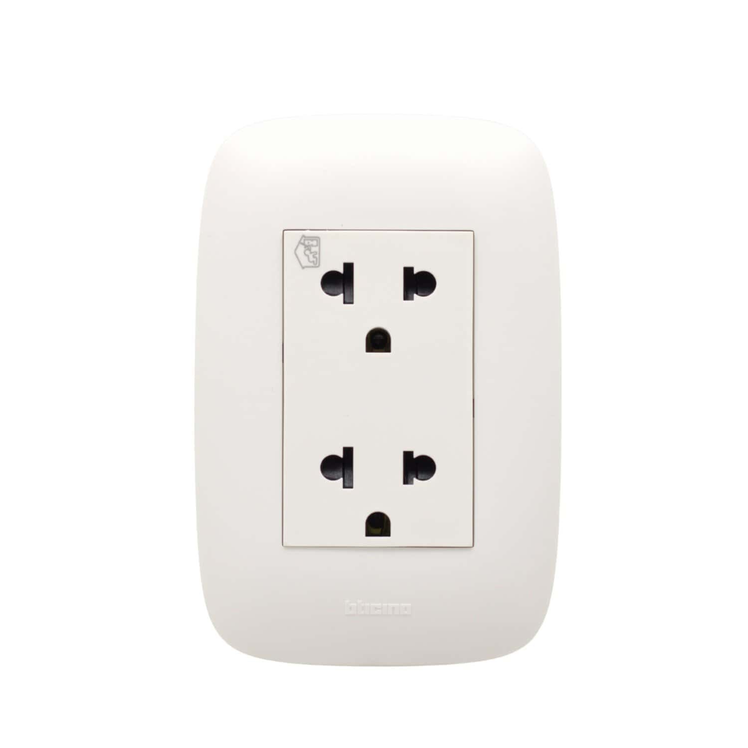 Tomacorriente Doble Blanco Universal 16A 250V AP1222 BTICINO - Imagen 2