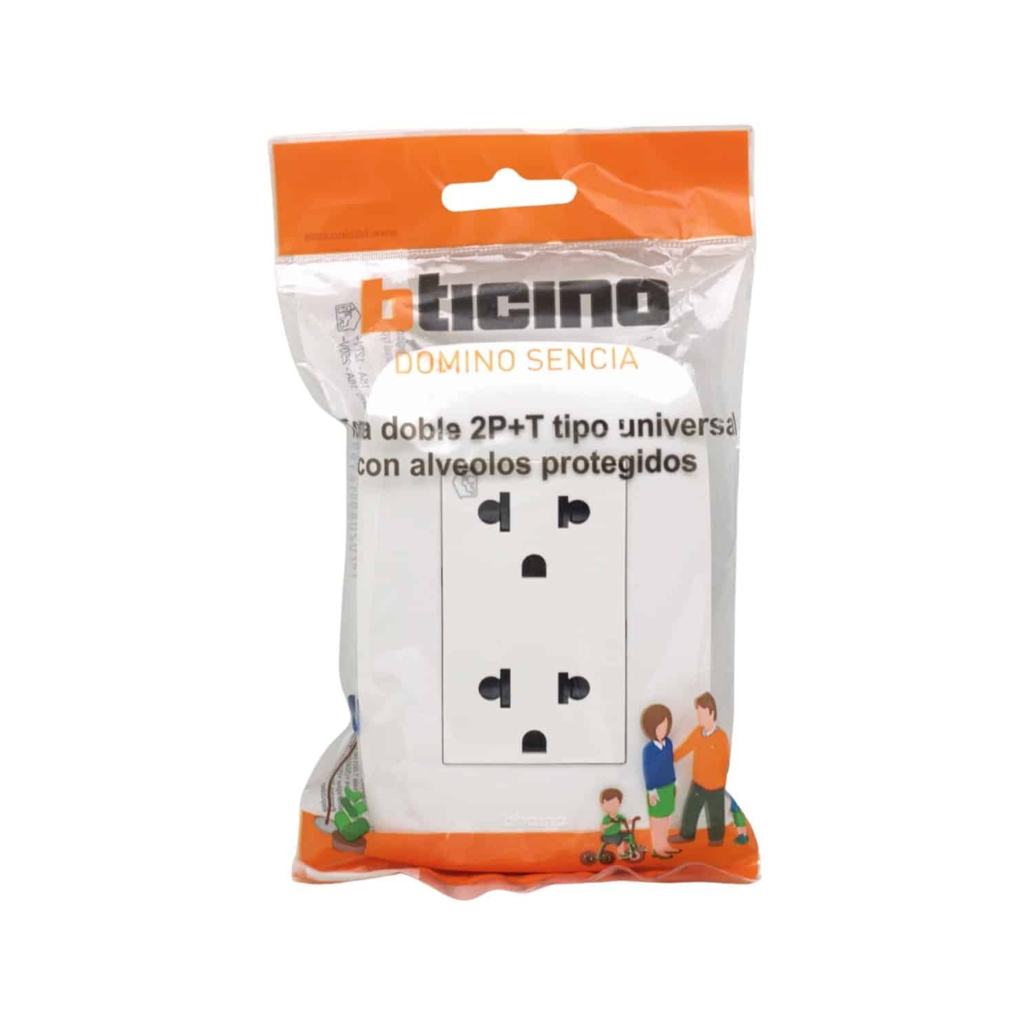 Tomacorriente Doble Blanco Universal 16A 250V AP1222 BTICINO - Imagen 5