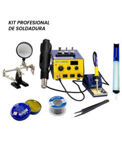 Kit Estación de Calor con Cautín + Soporte de Lupa + Succionador + Pinza Antiestática + Rollo de Estaño + Pasta para Soldar - KIT-BK-601D