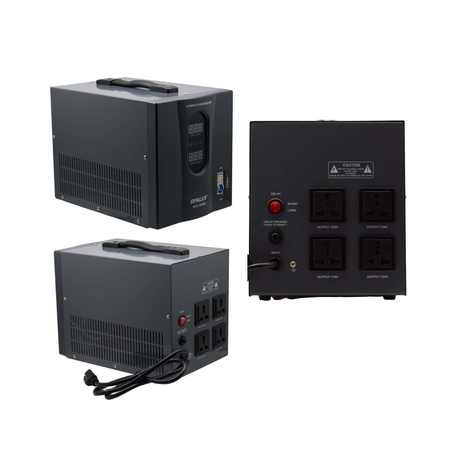 Estabilizador Servo Motor 3000W c/ Pantalla Digital SVC-3000B OPALUX