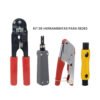 Alicate Crimping Metal + Ponchador de Impacto + Alicate Crimping Ponchador + Pelador Rotativo de Cable Coaxial - WESTOR-KIT4