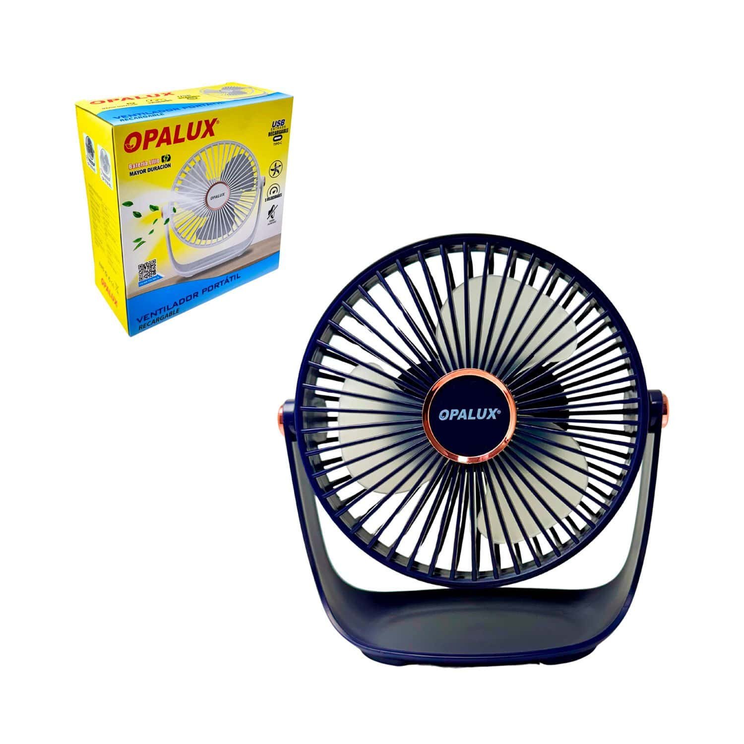 Ventilador Portátil Recargable OPALUX OP-TF60-AZ