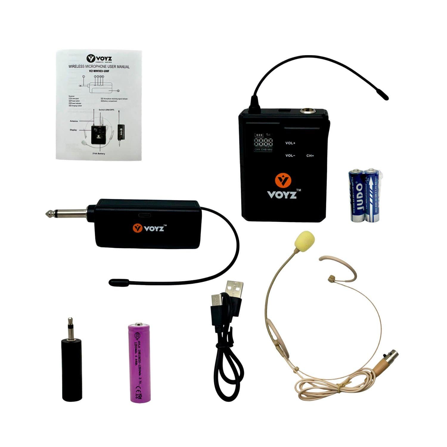 Micrófono Inalámbrico UHF de Vincha VOYZ VZ-WM103-UHF