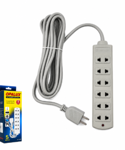 Extensor Vulcanizado 6 Tomas Universales + Led Indicador OPALUX OP-730-5M